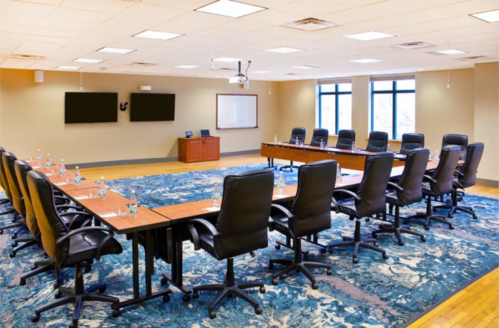 Meeting room with table and chairs